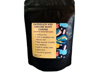 Dandelion Chicory Root Coffee Alternative | 100% Caffeine-Free | Prebiotic Inulin | Gut Health Coffee | 200g