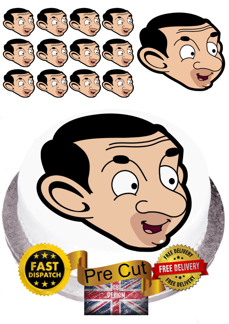 Mr Bean Head Edible Icing Sheet Precut Cake Topper Etsy Singapore