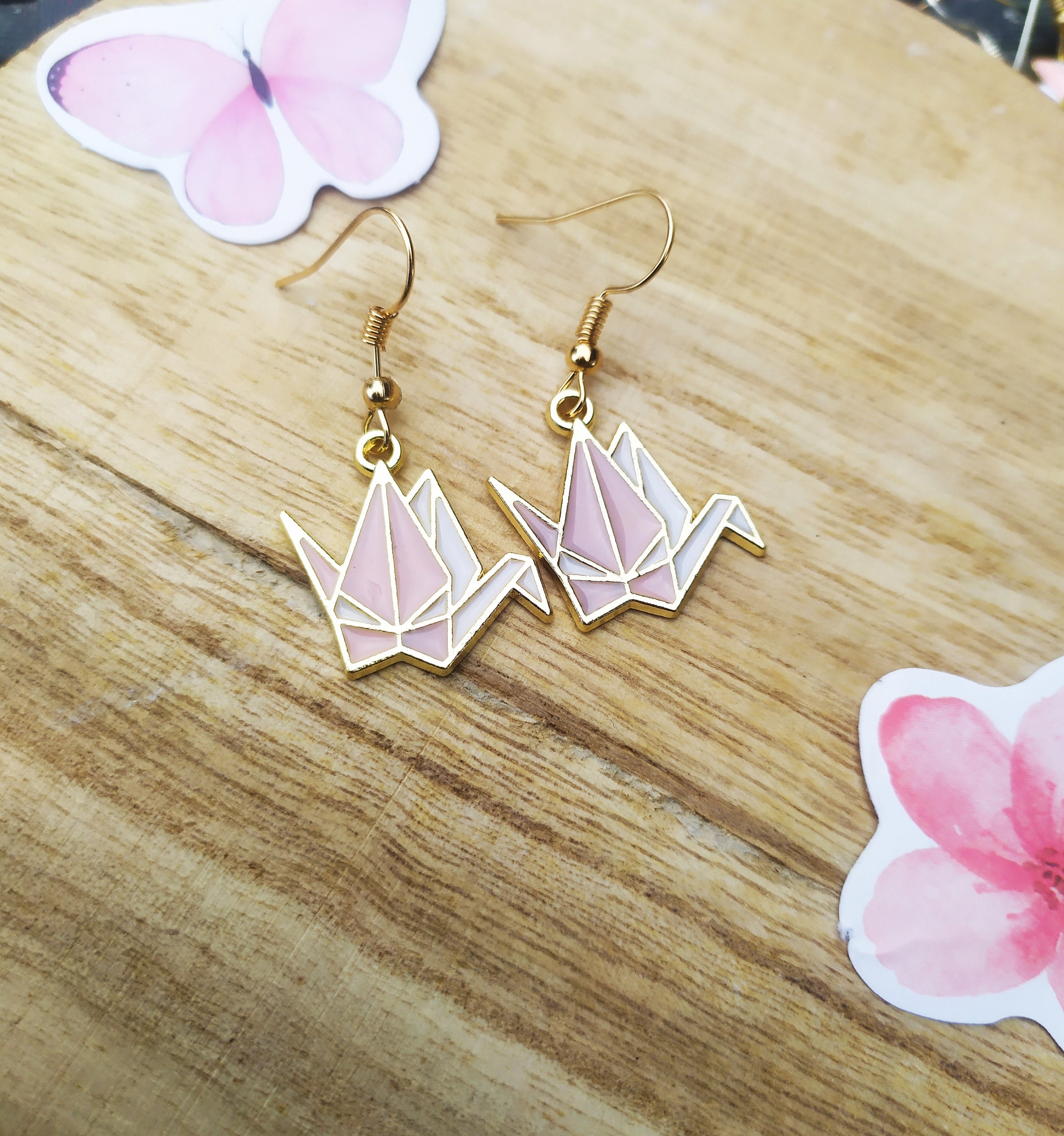 Origami earrings handmade earring kawai Etsy
