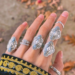 Desert Veil Shield Rings - Sterling Silver - Boho Jewelry - Mother&#39;s Day Gift - Festival Jewelry