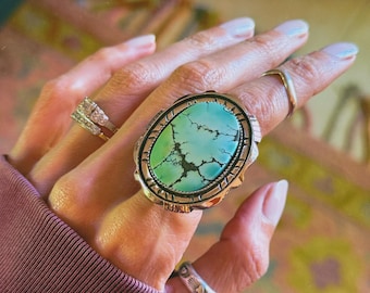 Heirloom sawcut Cloud Mountain Ring or Bolo - southwest jewelry - statement ring - turquoise ring - one of a kind