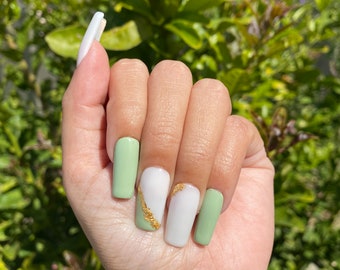 Mint Green Nails Etsy