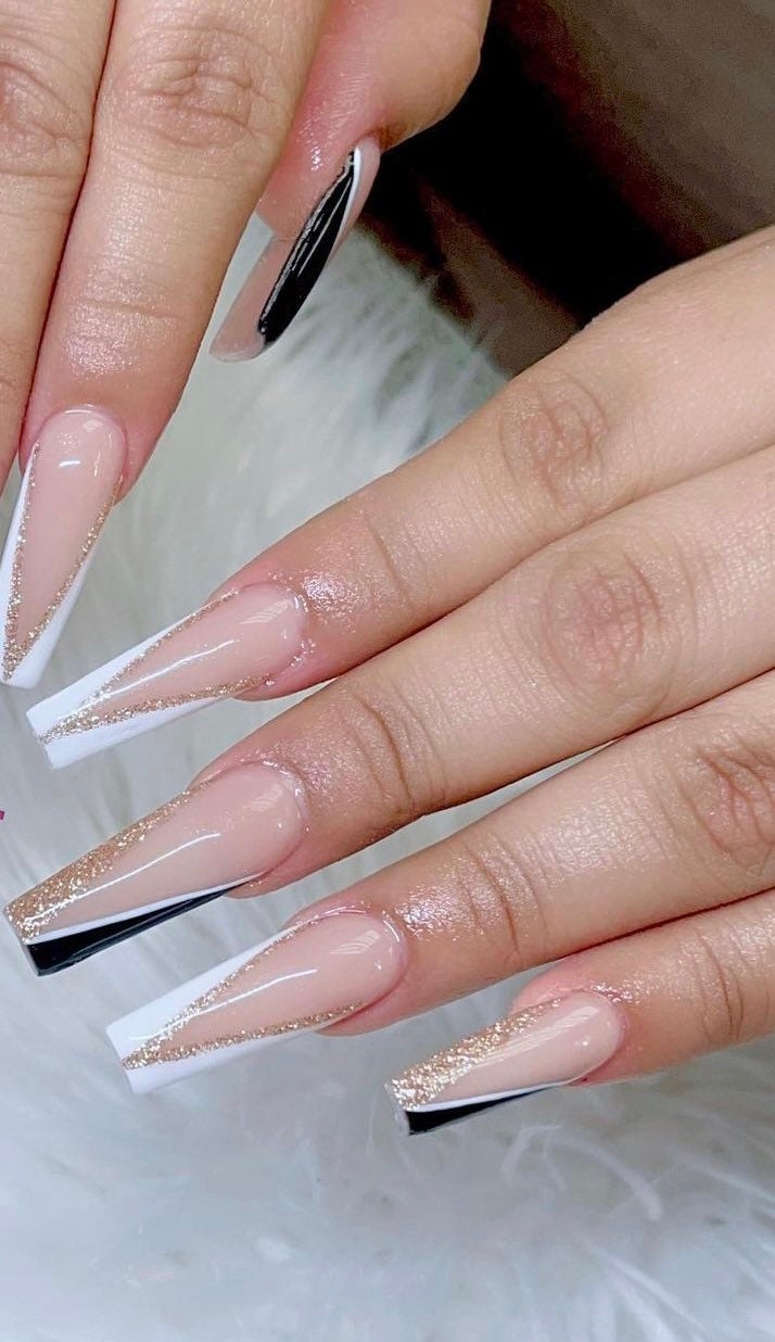 Press on Nails Classy V Tips Tapered Square Pictured - Etsy New Zealand