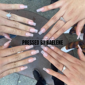 Press On Nails | Sheer Pink | Au Naturale | Handmade Nails | medium square shown | Base Color B4 |