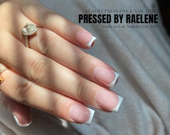 Classic French Tip Press On Nails: Extra Short Square