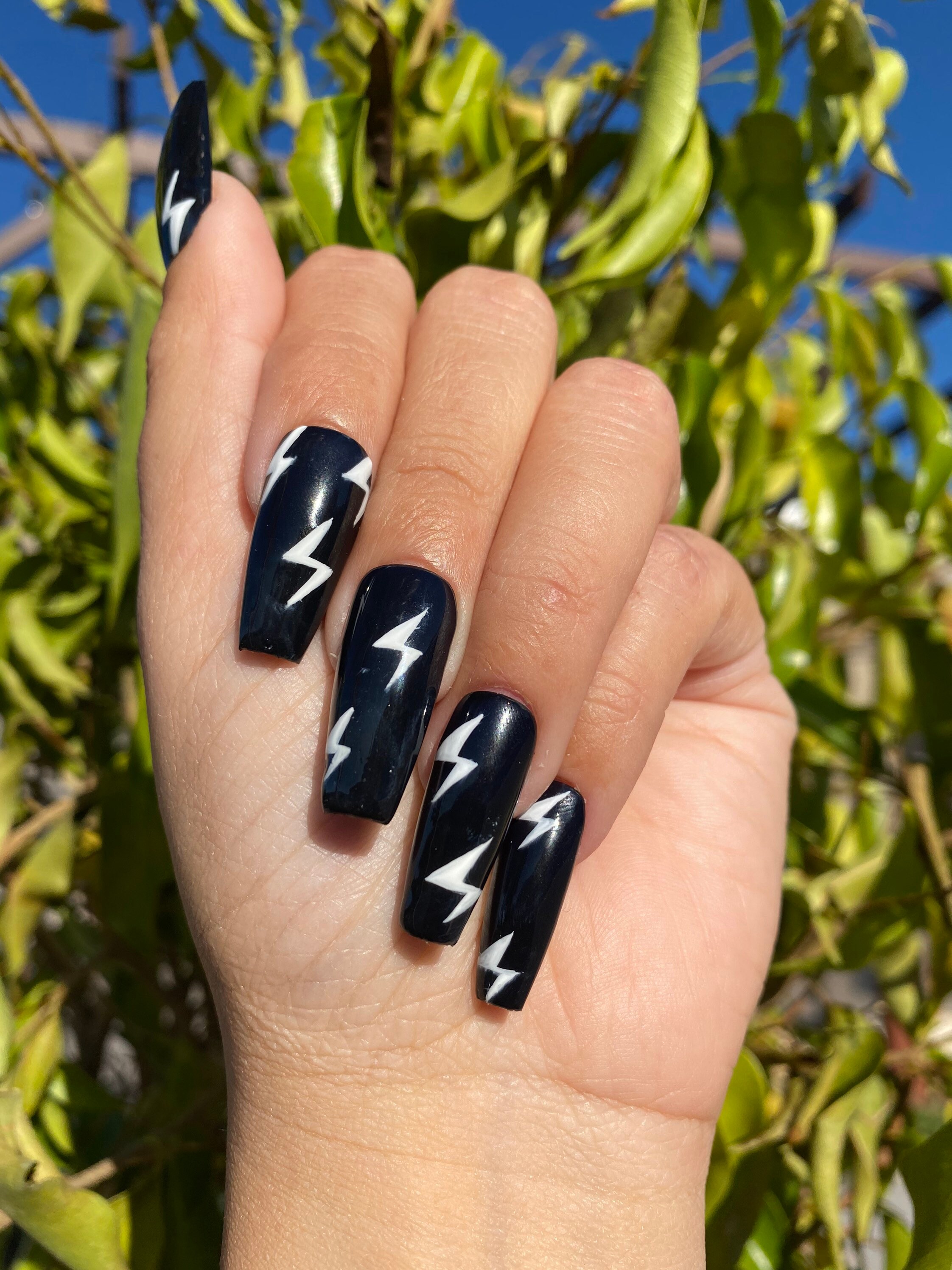 Press on Nails Lightning Bolt Nails Etsy