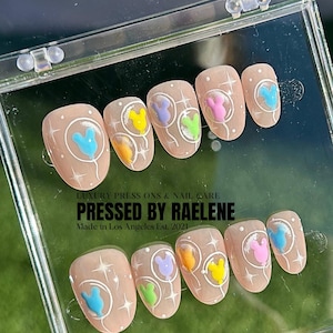 Mickey Balloons Press On Nails: Short Round Birthday Set