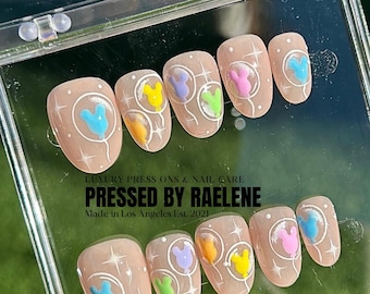 Mickey Balloons Press On Nails: Short Round Birthday Set