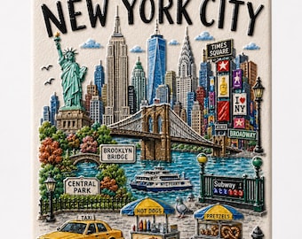 New York City Keramik-Kühlschrankmagnet, erhabenes NYC-Souvenir (7 x 5 cm)