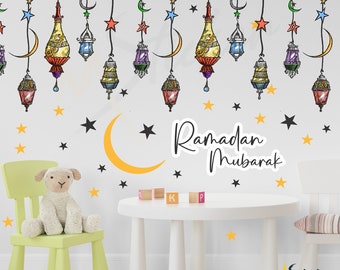  196 Stück Ramadan Fensteraufkleber, Eid Mubarak Fenster Aufkleber,  Stern Halbmond Laterne Aufkleber Fenstersticker, Ramadan Dekorationen für  Zuhause, Fensteraufkleber für Muslim Eid Mubarak Party