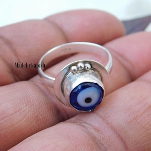 Evil eye ring, 925 Sterling silver evil eye ring, Evil eye, Sterling silver stackable evil eye ring, Minimalist ring,