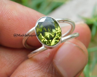 Peridot Ring, Statement Ring, 925 Silver Ring, Handmade Ring, Gemstone Ring, Women Ring, Natural Peridot, Peridot Jewelry, Dainty Ring,