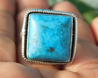 Turquoise ring*sterling silver ring*men's ring*handmade ring* tibetan turquoise gemstone ring*wedding ring*gemstone silver ring*jewelry*M22