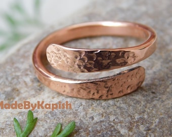 Pure Copper Wrap Ring, Arthritis relief Thumb Ring ,Pain Healing Copper Jewelry, copper ring ,Adjustable copper ring ,Copper bypass ring.