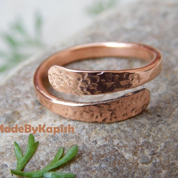Pure Copper Wrap Ring, Arthritis relief Thumb Ring ,Pain Healing Copper Jewelry, copper ring ,Adjustable copper ring ,Copper bypass ring.