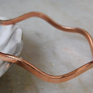 Handmade Wave Copper Bangle Bracelet: Arthritis Healing Jewelry