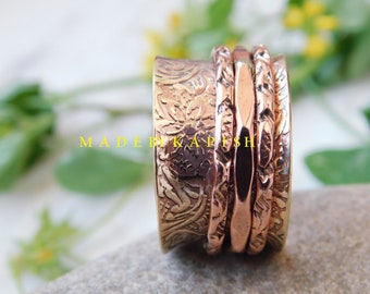 PURE Copper Spinner Ring, Anti stress fidget ring , Meditation Ring, Handmade Ring, Thumb Ring ,  Gift For Lady Boho Jewelry Gift Idea