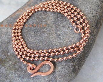 Collier chaîne boule en cuivre, chaîne de billes de 2,4 mm, chaîne boule en cuivre massif, bijoux CHAIN pour la guérison de l'arthrite, bijoux collier chaîne en cuivre