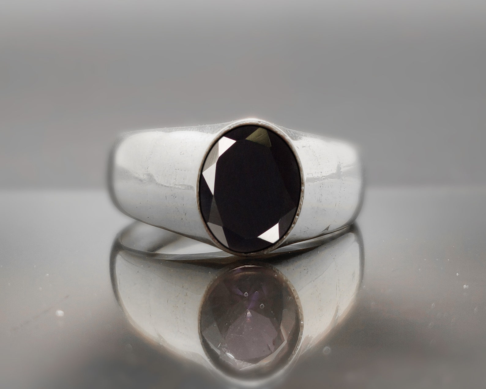 Men's Ring Natural Black Onyx RingHandmade Silver Ring | Etsy