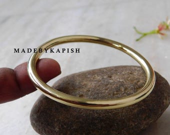 Thick Brass Bangle Bracelet: Chunky Tribal Jewelry