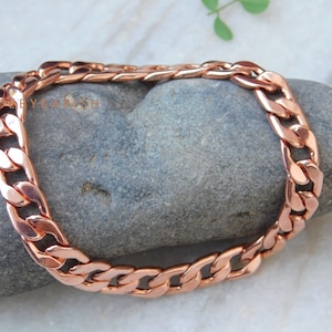 Handmade Solid Copper Cuban Link Bracelet: Viking Curb Chain