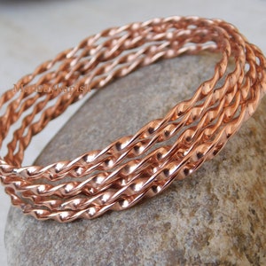 Solid Copper Bangles set , Stacking Bangles, Pure Copper Bangle for arteritis pain relief ,Copper healing bracelet, stacking bangle,ARMLET image 7