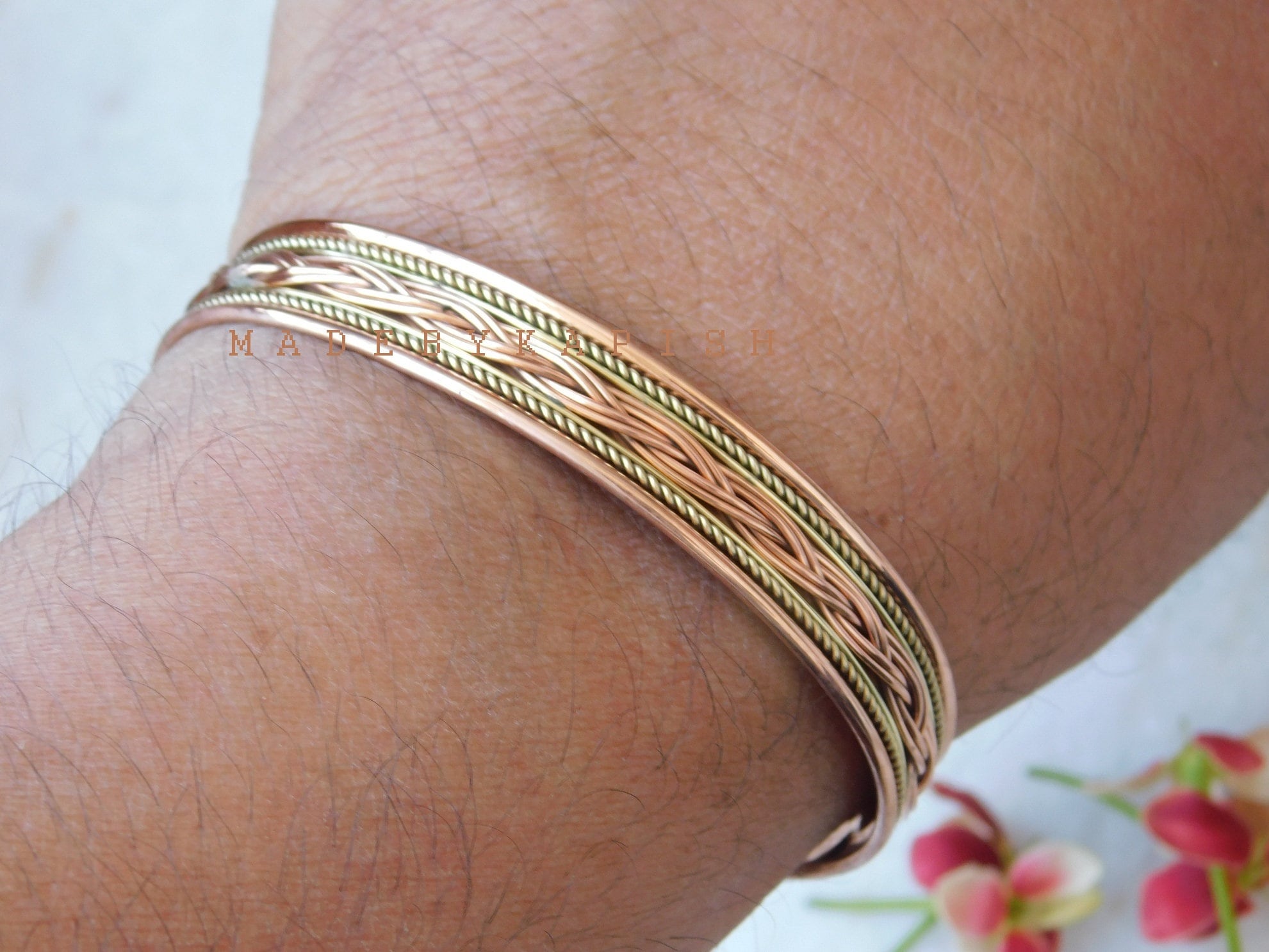 MagCopper Artritis koperen armband, natuurlijke verlichting voor artritis, verstelbare magnetische armband voor volwassenen (CPB-2050) (bronskleurig