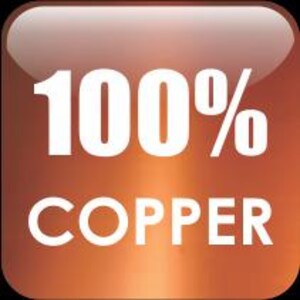 Puede incluir: Un icono cuadrado con esquinas redondeadas que presenta un fondo degradado de color cobre met&aacute;lico. El texto 100% se muestra en una fuente blanca grande sin remates sobre la palabra COPPER, escrita tambi&eacute;n en letras may&uacute;sculas blancas.