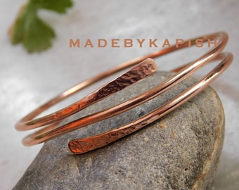 Copper Healing Bracelet - Hammered Overlap Copper Cuff Bangle - Handmade in INDIA - Ideal for Gift-Hammered Bracelet -Copper Bangle Bracelet