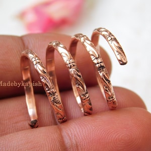 Copper Finger Splint Ring ,Arthritis support Ring Copper ,Hammered Arthritis Ring ,floral design Ring , Handmade Splints copper ring for her