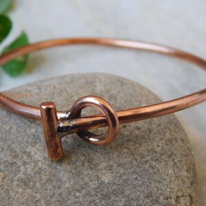 Handcrafted Solid Copper Toggle Bangle: Healing Bracelet for Mom image 2