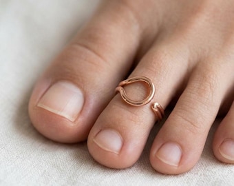 Solid copper TOE Ring, Adjustable Beach Jewelry ,Boho body Band ,