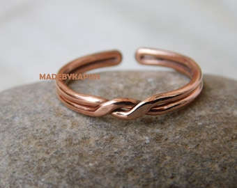Adjustable Copper Toe Ring: Handmade Spiral Wrap Ring