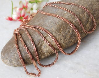 Collar de cadena de cobre puro, estilo vintage envejecido, cadena con colgante ecológico