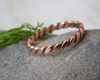 Spiral copper ring, boho arthritis relief ring, 7th anniversary Gift ,twisted copper ring ,Christmas Gift idea, Gift for mother