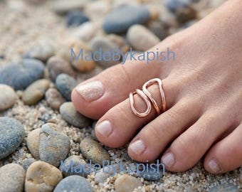 Copper Adjustable Bypass Wrap Toe Ring - Minimalist Thumb Band - Healing Arthritis Jewelry