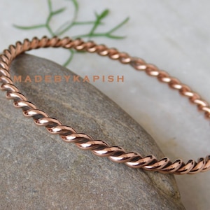 Tensor Ring Bracelet ,Pure Copper stacking bangle, Handmade copper jewelry, Round copper bangle, Copper wedding gift image 2