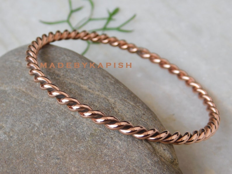 Tensor Ring Bracelet ,Pure Copper stacking bangle, Handmade copper jewelry, Round copper bangle, Copper wedding gift image 2