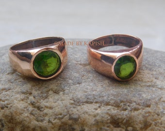 Genuine Peridot Copper Ring For Men, Men's Copper Ring, Copper Mens Jewelry, Arthritis Men's Ring, Pure Copper gemstone ring, Copper Ring,