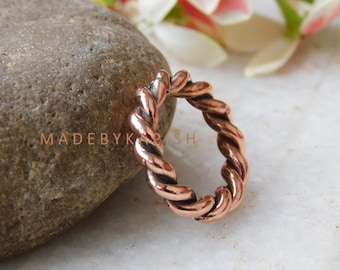 Twisted Copper tensor Ring: Solid Copper Band, Arthritis Relief