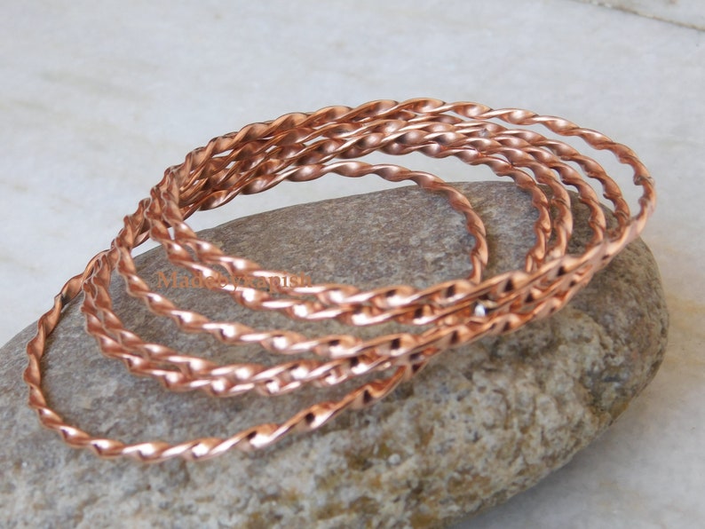 Solid Copper Bangles set , Stacking Bangles, Pure Copper Bangle for arteritis pain relief ,Copper healing bracelet, stacking bangle,ARMLET image 5