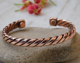 Heavy Solid Copper Arthritis Pain Therapy Cuff Bangle, Pure Tensor Copper Handmade Bangle Bracelet, Birthday gift, Genuine Copper Jewelry,