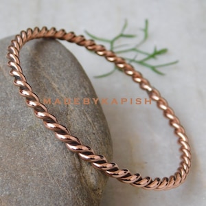 Tensor Ring Bracelet ,Pure Copper stacking bangle, Handmade copper jewelry, Round copper bangle, Copper wedding gift image 5