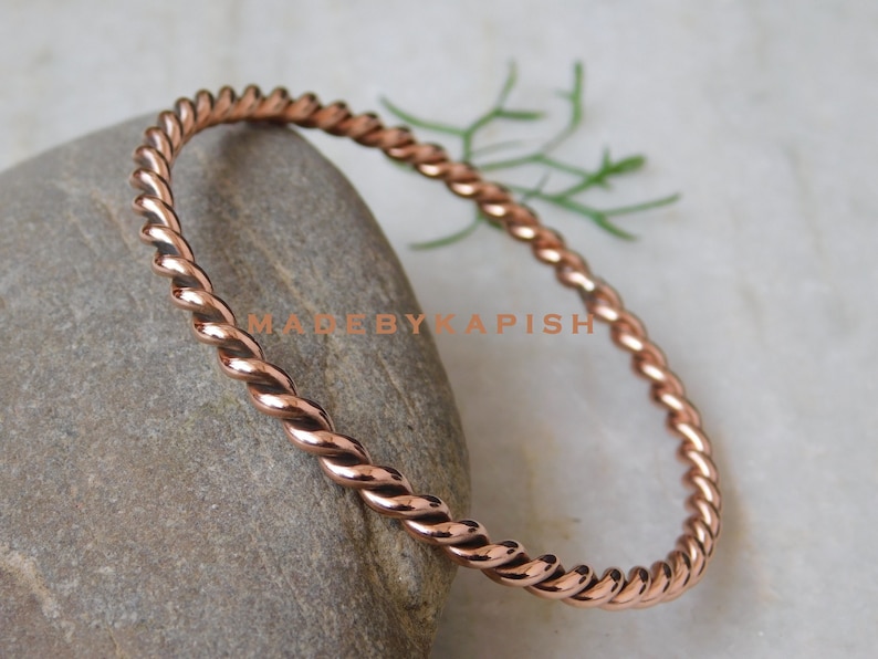 Tensor Ring Bracelet ,Pure Copper stacking bangle, Handmade copper jewelry, Round copper bangle, Copper wedding gift image 5