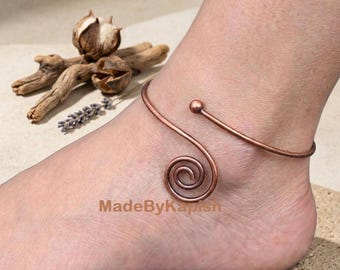 Boho Copper Anklet – Adjustable Handmade Summer Jewelry for Women