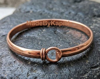 Pure Copper Healing Bracelet, Minimalist Cuff Bangle, Unisex Arthritis Pain Relief