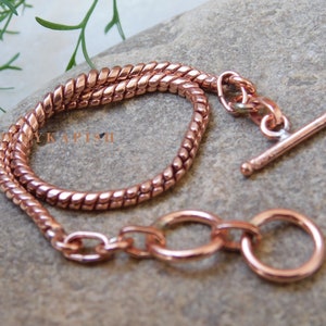 100% Fine Solid Copper Unisex Bracelet ,Copper Chain link bracelet, Genuine Real Copper Chain Link Bracelet, Adjustable Ankle Bracelet image 2