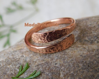 Copper Wrap Ring, Arthritis relief overlap Ring ,Pain Healing Copper Jewellery, copper ring ,Copper toe ring ,Copper bypass ring.