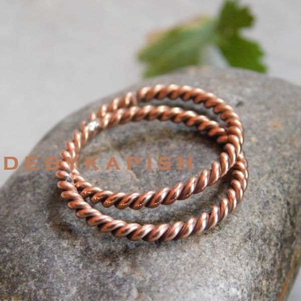 COPPER RING,Twisted Fidget Rolling Ring, Double Band Rings, Interlocked Ring, Tensor Finger Ring, Intertwine, Trinity, Separated,Multi Bands