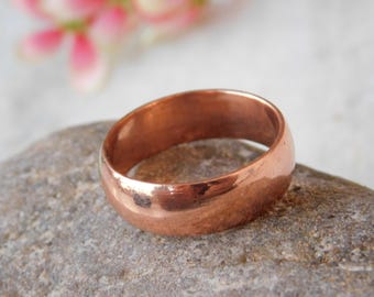 Heavy Pure Copper Band Ring, Unisex Wedding Jewelry